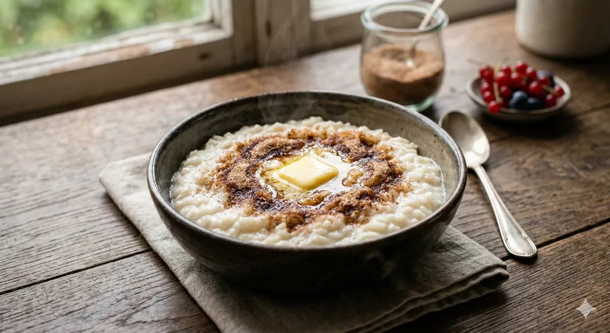 Klassischer cremiger Milchreis mit Zimt und Zucker