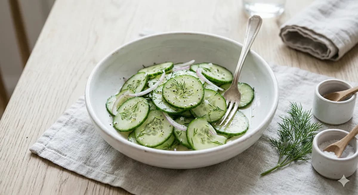 Einfacher Gurkensalat mit frischem Dill