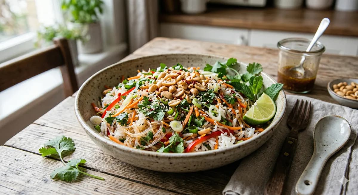 Exotischer Glasnudel-Reis-Mix mit Limetten-Dressing